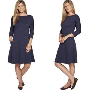 EUC Toad & Co Organic Cotton 3/4 Sleeve Dress in Navy size Small